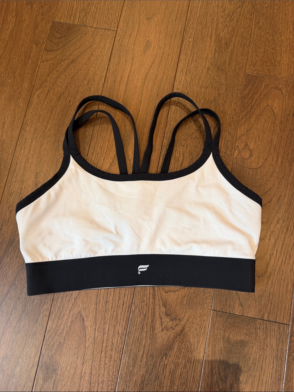 Fabletics White & Black Strappy Sports Bra - Size L/XL - C71-008